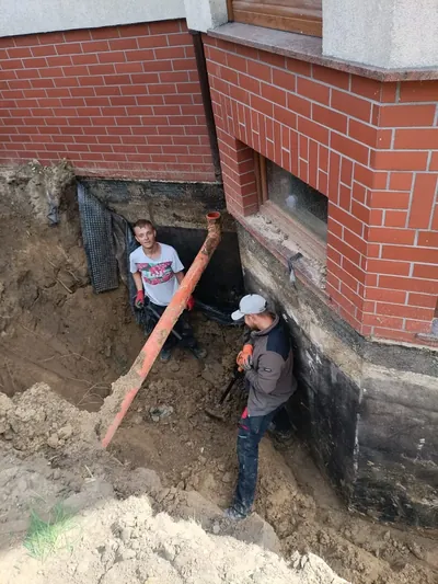 Efekt końcowy odwodnienia liniowego - fundament domu Belgijska Leszno